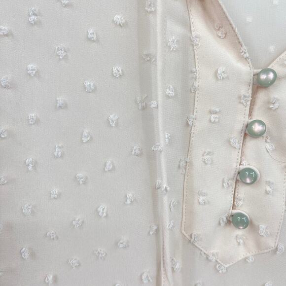 Matilda Jane Swiss Dot Blouse Size M Serendipity Sheer Textured Blush Cream - Picture 6 of 9